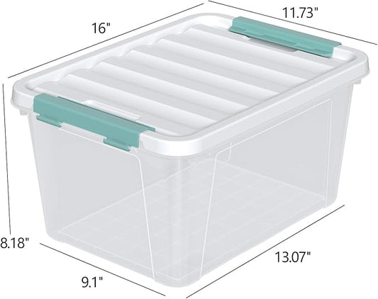 Saedy 20 Quart Plastic Storage Bins with Latching Lids, 6 Packs Clear Container Box for Storage