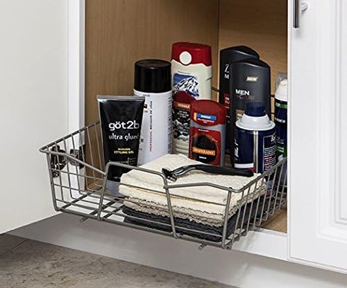 ClosetMaid 14 in. Pull Out Cabinet Organizer, Heavy Duty, Slide Out Pantry Shelves Drawers for Kitchen, Bathroom, Nickel