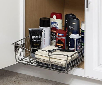 ClosetMaid 14 in. Pull Out Cabinet Organizer, Heavy Duty, Slide Out Pantry Shelves Drawers for Kitchen, Bathroom, Nickel