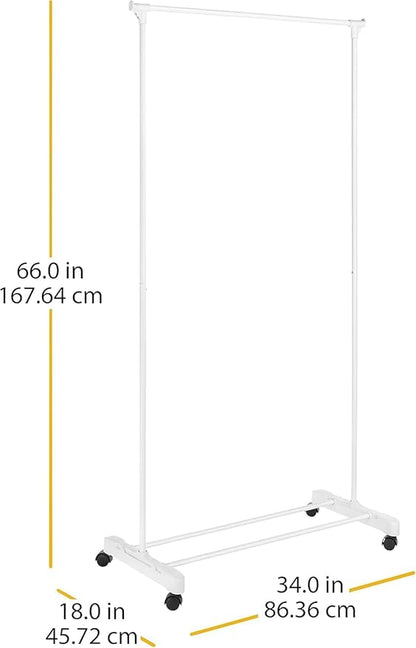 Whitmor Rolling Garment Rack White, STORAGE