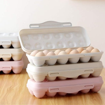 Cabilock 12 Egg Storage Box with Lid Stackable Fridge Organizer for Kitchen Clear Plastic Egg Holder for Refrigerator Space-Saving Tray for Household Use