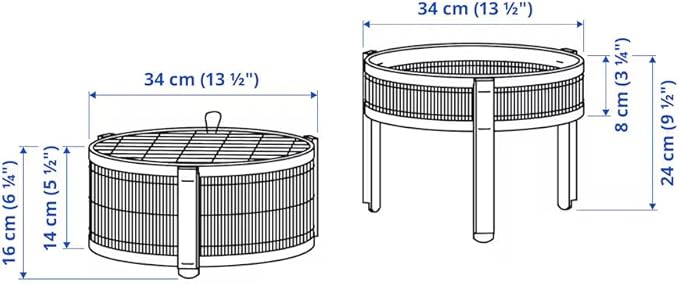 2-Piece Bamboo Fruit Basket Set – Stackable Round Storage Bins for Produce & Pantry
