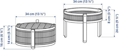 2-Piece Bamboo Fruit Basket Set – Stackable Round Storage Bins for Produce & Pantry