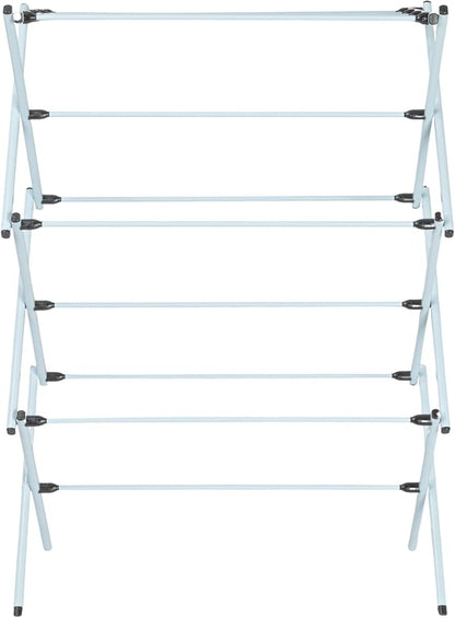 Household Essentials Folding Clothes Drying Rack with Strong Steel Frame and 11 Coated Dowels, White