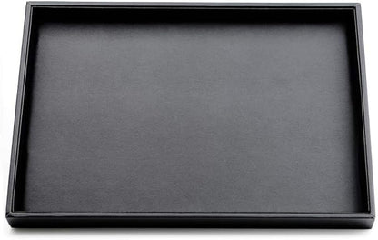 Black PU Leather Jewelry Display Flat Tray Ring Necklace Watch Organizer Display Tray (1 grid)