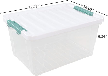 Cinkyou 6 Packs 35 L Clear Plastic Stackable Storage Container, Storage Bins with Lids