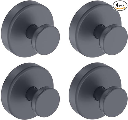 Bntuk Suction Cup Hooks for Shower, Removable Towel Hooks for Bathroom Window Glass Door Wall, Bath Robe Looafh Hook for Hanging - 4 Pack, Grey