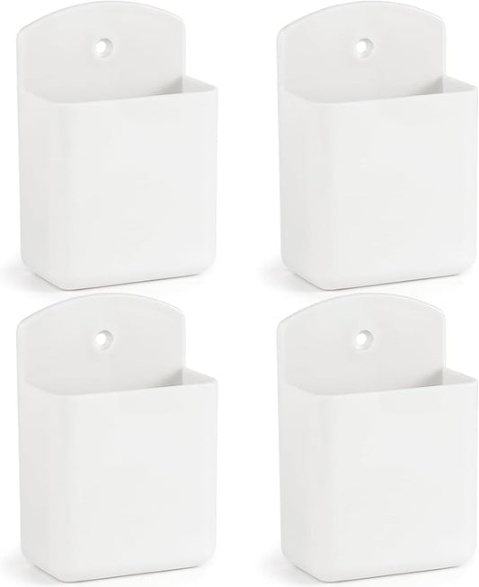 4 Pcs Remote Control Holde Wall Mount, TV Controller Holder, Self Adhesive Remote Holder, Wall Pen Holder Storage Accessories for Home Office School (White)