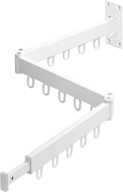 Wall Mounted Drying Rack,Foldable and Rotatable Clothes Drying Rack, Triple Folding Hanger Saves Space,Suitable for Cloakroom,Balcony, Bathroom,The Maximum Load Bearing 50kg (White)