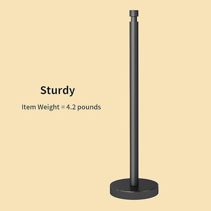 YUMORE Toilet Paper Holder Heavy Weighted Stand, Free Standing Bathroom Extra Toilet Paper Organizer with Reserve Storage for Spare Rolls, Matte Black Stainless Steel Floor Bath Tissue Roll Holder