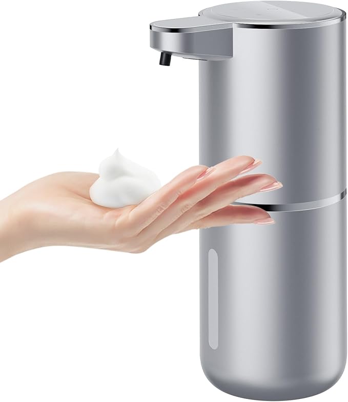 Wisekoti P11 Premium Space Gray Automatic Foaming Hand Soap Dispenser Touchless, Rechargeable Hand Foam Soap Dispenser for Bathroom and Kitchen