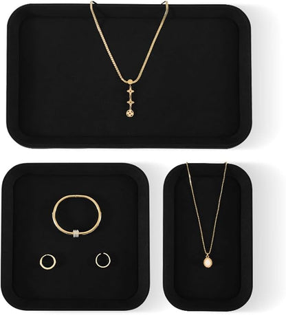 Yinbeini Ring Display Tray, Microfiber Earring Organizer,Luxury Key Tray,Premium Decorative Tray,Black Jewelry Dish