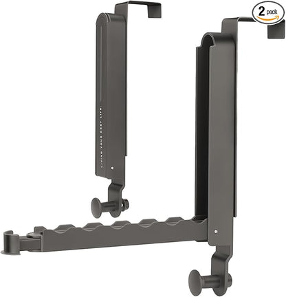 Majewel Over The Door Hooks Hanger 2 Pack, Adjustable Foldable Drying Rack for Laundry, Towels, Bags, Bathroom, Black