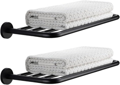 Hotel Towel Racks for Bathroom Wall Mounted, 24 Inch Towel Shelf for Bathroom, 2-Tier Bathroom Towel Rack, Black