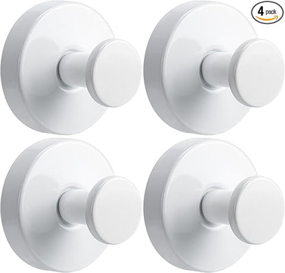 Fenas Suction Cup Hooks for Shower No-Drill Bathroom Hooks for Towels, Robes, Loofah Mountable on Bathroom Walls, Kitchen, Glass, Mirrors, Tile and Smooth,Non-Porous Surfaces (4, White)