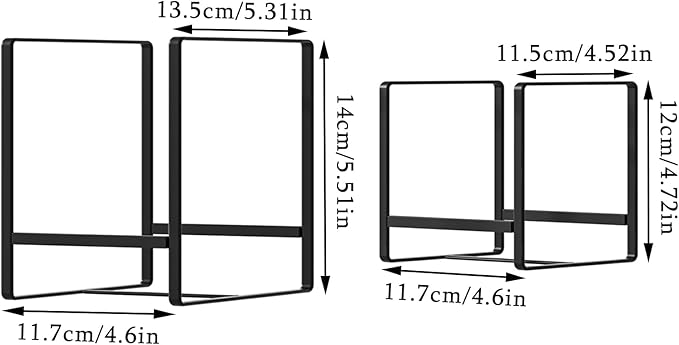 Hikinlichi 2 Large 2 Small Plate Organizers Holders Upright Cabinet Dish Drying Racks Metal Plate Dish Organizers Racks Stands for Countertop and Cupboard Black