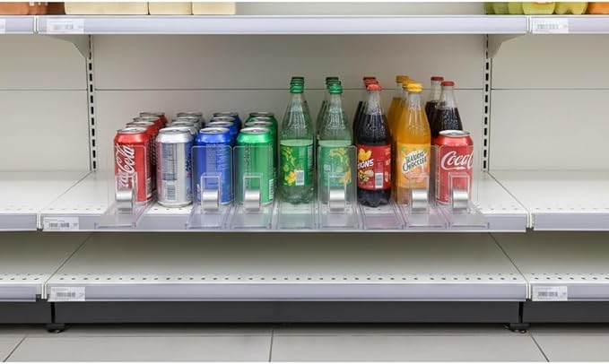 BESTYASH Automatic Drink Pusher for Fridge - Spring Loaded Plastic Soda can Organizer and Beverage Dispenser for Supermarket and Convenience Store Shelves