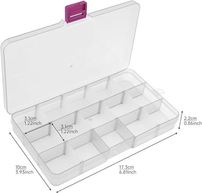 OriGlam 1pcs 17x10CM Plastic Organizer Storage Box with Adjustable Dividers, Jewelry Storage Container Box for Office Supplies Beads Crafts Fishing Tackles (Transparent)