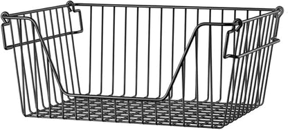SANNO Black Stackable Wire Baskets Stacking Bins for Vegetable Storage Pantry, Fridge,Bathroom Storage Organization,4 pack