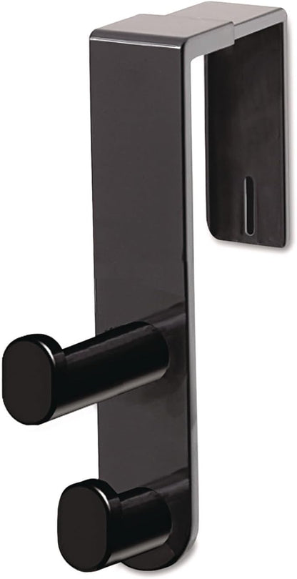 Safco 4225BL Over The Panel Double Coat Hook, Black, 1.75 X 6.5 X 7.75