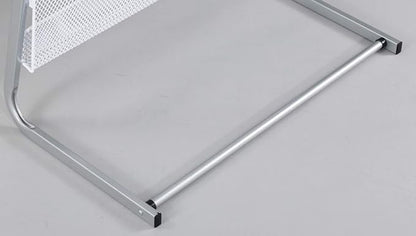 GENMO Floor-Standing Magazine Rack, Carbon Iron Steel, Silver, 4 Large Shelves, Convenient Installation, Suitable for Reception Areas