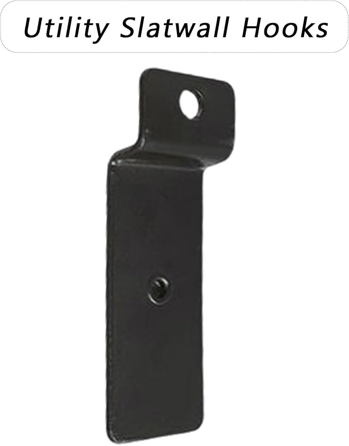 12Pcs Utility Hooks, Heavy Duty Black Metal Slatwall Hooks, Slatwall Accessories for Kitchen Peg Board, Panel Wall Hangers, Gridwall Hooks for Commercial Office Display Picture Photo Painting