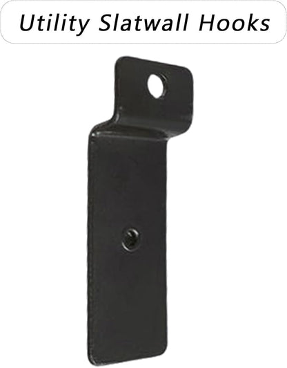 12Pcs Utility Hooks, Heavy Duty Black Metal Slatwall Hooks, Slatwall Accessories for Kitchen Peg Board, Panel Wall Hangers, Gridwall Hooks for Commercial Office Display Picture Photo Painting