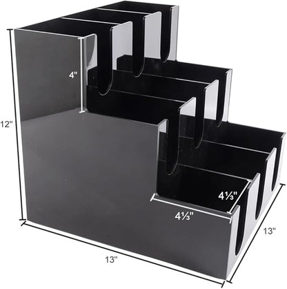 CiaoHER Acylic Coffee Cup and Lid Dispenser with 9 Compartments, Counter Top for Coffee Station to Organize Disposable Cups, for Home or Office Use (Black)