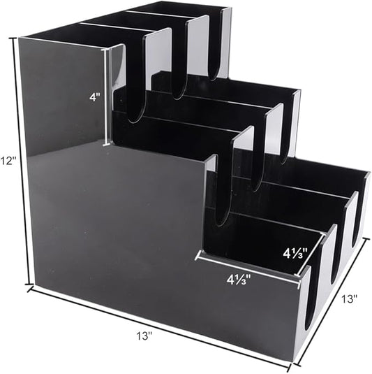 CiaoHER Acylic Coffee Cup and Lid Dispenser with 9 Compartments, Counter Top for Coffee Station to Organize Disposable Cups, for Home or Office Use (Black)