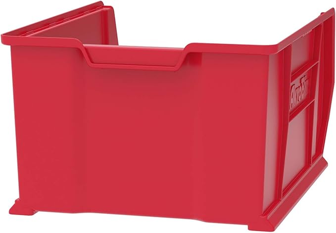 Akro-Mils 30289 Super-Size AkroBins Plastic Storage Bins, Space-Saving Stackable Bins for Garage, Classroom, Warehouse Organization, 24-Inch L x 18-Inch W x 12-Inch H, Red, 1-Pack