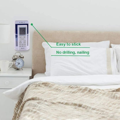 Remote Control Holder Wall Mount Damage-Free 2 pack, Clear Adhesive Remote Holder For Bed Sturdy Storage Box To Hold Remotes Eyeglasses Pen Key For RV,Bedroom,office