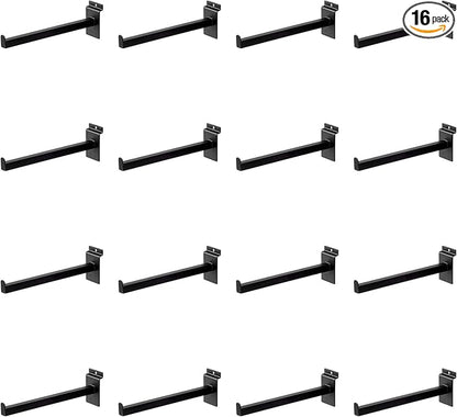 16 Pack Heavy Duty Tube Slatwall Shelf Brackets, Metal Tubular Slat Wall Brackets with Lip, Slatwall Accessories for Garage, Retail, and Home Storage (10 Inch)