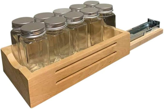 CabinetRTA Wood Pull Out Spice Rack Organizer for Cabinet - 5.5"(W) x 10"(D) x 2"(H) for Upper Kitchen Cabinets and Pantry Closet, for Spices, Sauces, Canned Food etc…