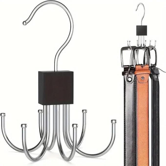 6-Arm Rotating Hanger – for Scarves, Belts, Bras, Vests, Ties, Hats & Handbags, Space-Saving Bedroom Organizer