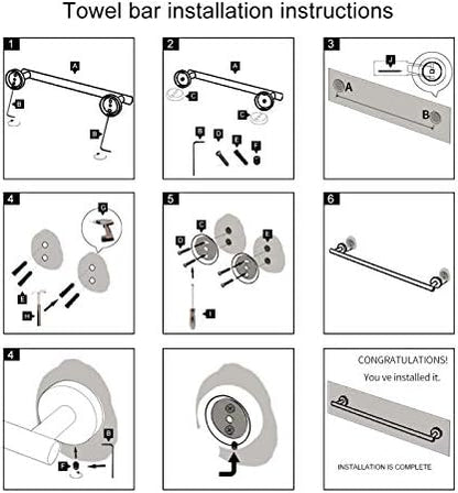 GERZWY Bathroom Towel Bar 18" Stainless Steel Towel Bar Matte Black Contemporary Style Wall Mount for Bath Kitchen AG1101C45-BK