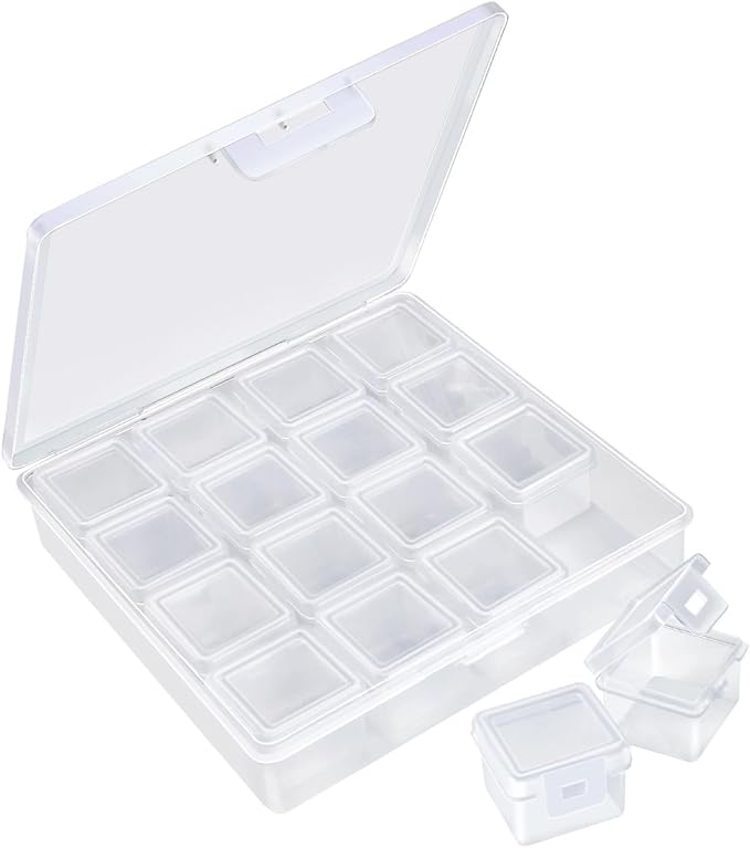 Eppingwin 16 Grids Bead Organizer, Craft Organizers and Storage, Acrylic Organizers, Plastic Bead Organizer Box for Crafts Organizing Storing