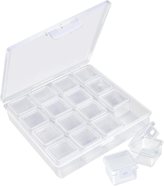 Eppingwin 16 Grids Bead Organizer, Craft Organizers and Storage, Acrylic Organizers, Plastic Bead Organizer Box for Crafts Organizing Storing
