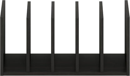 Furinno HERMITE Desk File Folder Organizers, 5-Space Vertical Desktop Office Organization Racks, Desk Top Display Book Shelf, for Paper, Office Supplies, Magazine, Espresso
