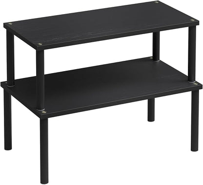 Cabinet Organizer Shelf(Set of 2),Kitchen Counter Shelves,Bamboo Spice Rack Countertop and Cabinet,Stackable Expandable,Large(Black)