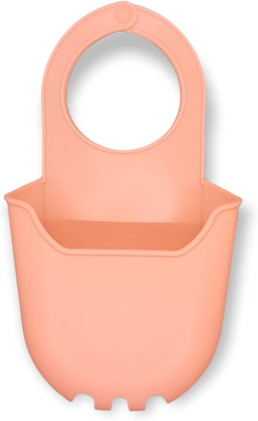 Handy Housewares Hanging Silicone Sink Caddy - for Kitchen or Bath, Hangs from Faucet, Helps Dry Sponges, Loofahs, Razors, Soap (1 Pack, Pastel Pink)