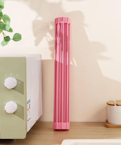 Pezixueran Roll Up Dish Drying Rack Over The Sink.Foldable Kitchen Drainer,Fully Silicone Cover Stainless Steel Bar,Heat-Resistant, Anti-Slip Sink Rack for Kitchen Counter Multipurpose.