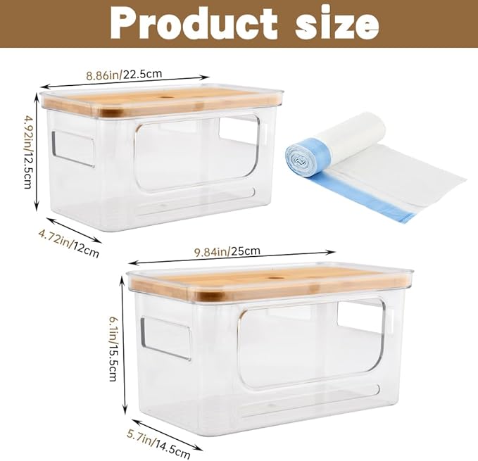 Trash Bag Dispenser Holder -Plastic Garbage Bag Pantry Organizer, Clear Large Laundry Pods Container with Lid, Stackable Under Sink Kitchen Laundry Room Organization and Storage