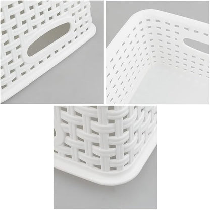 Saedy Pantry Organizers Storage Baskets Pack of 6, Woven Plastic Storage Baskets, White