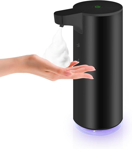 Mamiddle Automatic Soap Dispenser Stainless Steel with Sensor Infrared Soap Dispenser Electric IPX5 Waterproof USB-C Charging Motion Sensor for Kitchen & Bathroom (Black Foam)