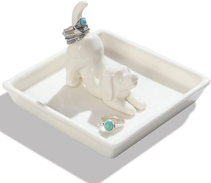 PUDDING CABIN Dog Mom Gifts for Women: Dog Lover Ring Holder Dish Jewelry Holder, Perfect for Mothers Day, Birthday, Wedding, Christmas