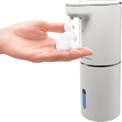 GentleJet JetFoam Automatic Foam Soap Dispenser - Touchless Electric Soap Dispenser, USB-C Rechargeable, Adjustable Foam Levels, 10 oz Countertop Hands-Free Soap Pump for Bathroom & Kitchen (White)
