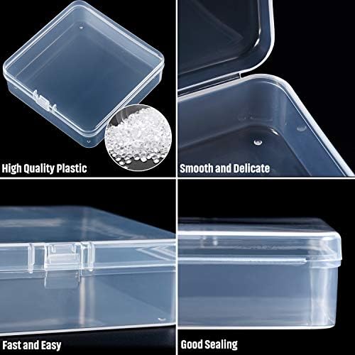 SATINIOR 24 Packs Small Clear Plastic Beads Storage Containers Box with Hinged Lid for Storage of Small Items, Crafts, Jewelry, Hardware (3.7 x 3.7 x 1.18 Inches)