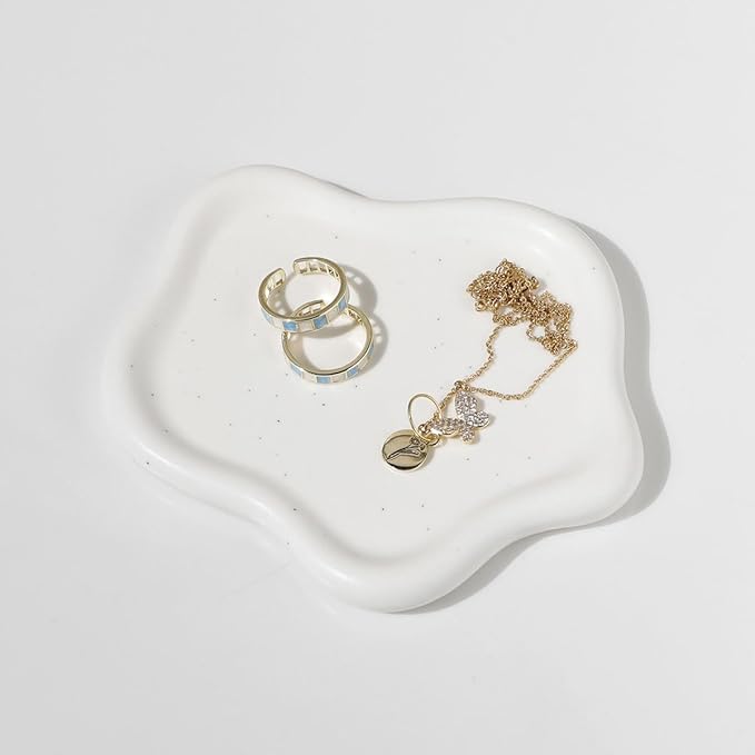 Owlcatcok Room Decor Jewelry Tray, ring holder, Cloud Trinket Dish, Cloud Jewelry Tray, Ceramic Earring Necklace Dish Christmas Mothers Day Valentines for Women, Home Decor small jewelry dish ﻿ ﻿