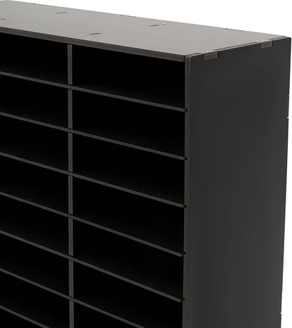 24 Slots Mail Sorters for Office, Desktop Literature Organizer with Removable Shelves, PVC Mail Center Paper Storage Cabinet for Files Magazines Documents, 9 * 2.6in Each Slot (24 Slots - Black)