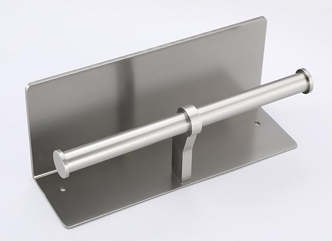 Toilet Paper Holder - Double Rolls Toilet Tissue Holder with Phone Shelf for Bathroom - TP Roll Holder with Wipes Storage, Wall Mounted by Adhesive Tape No Drilling or Screw - Brushed Nickel